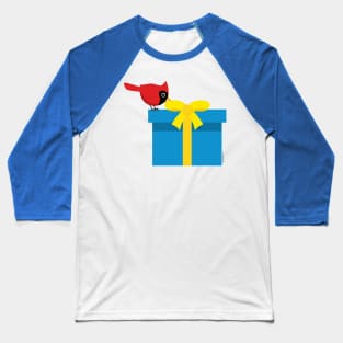 Cute Red Cardinal Opening Blue Gift Baseball T-Shirt